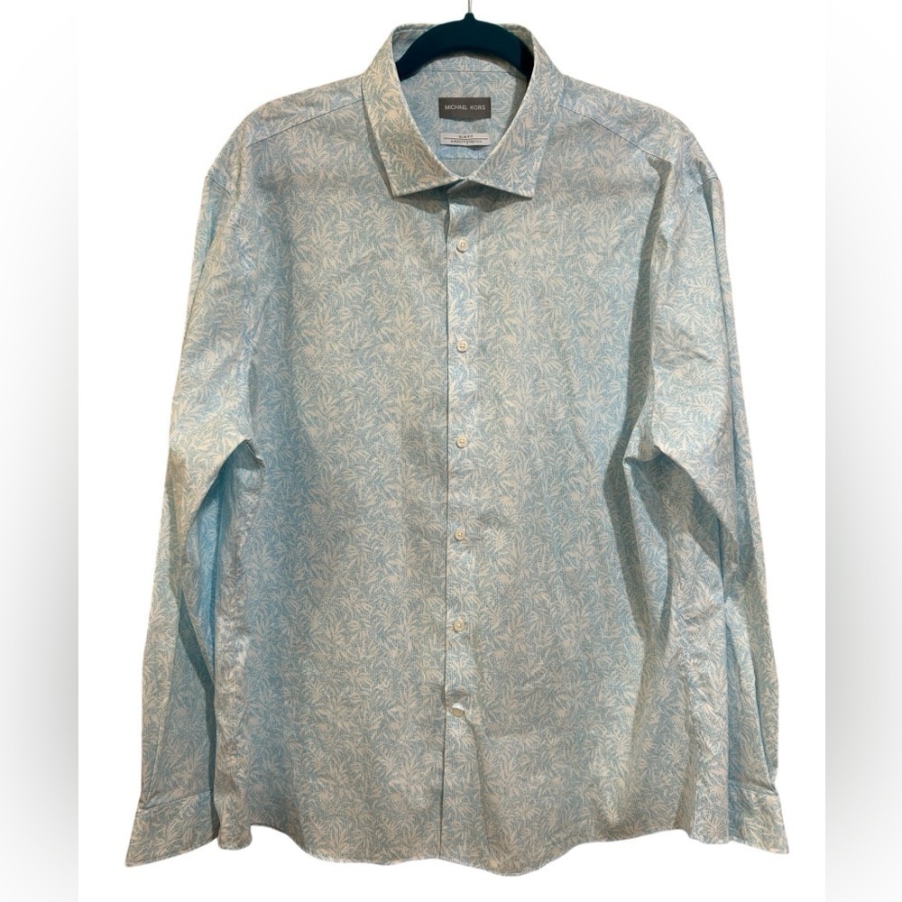 Michael Kors Light Blue Patterned Men's Shirt